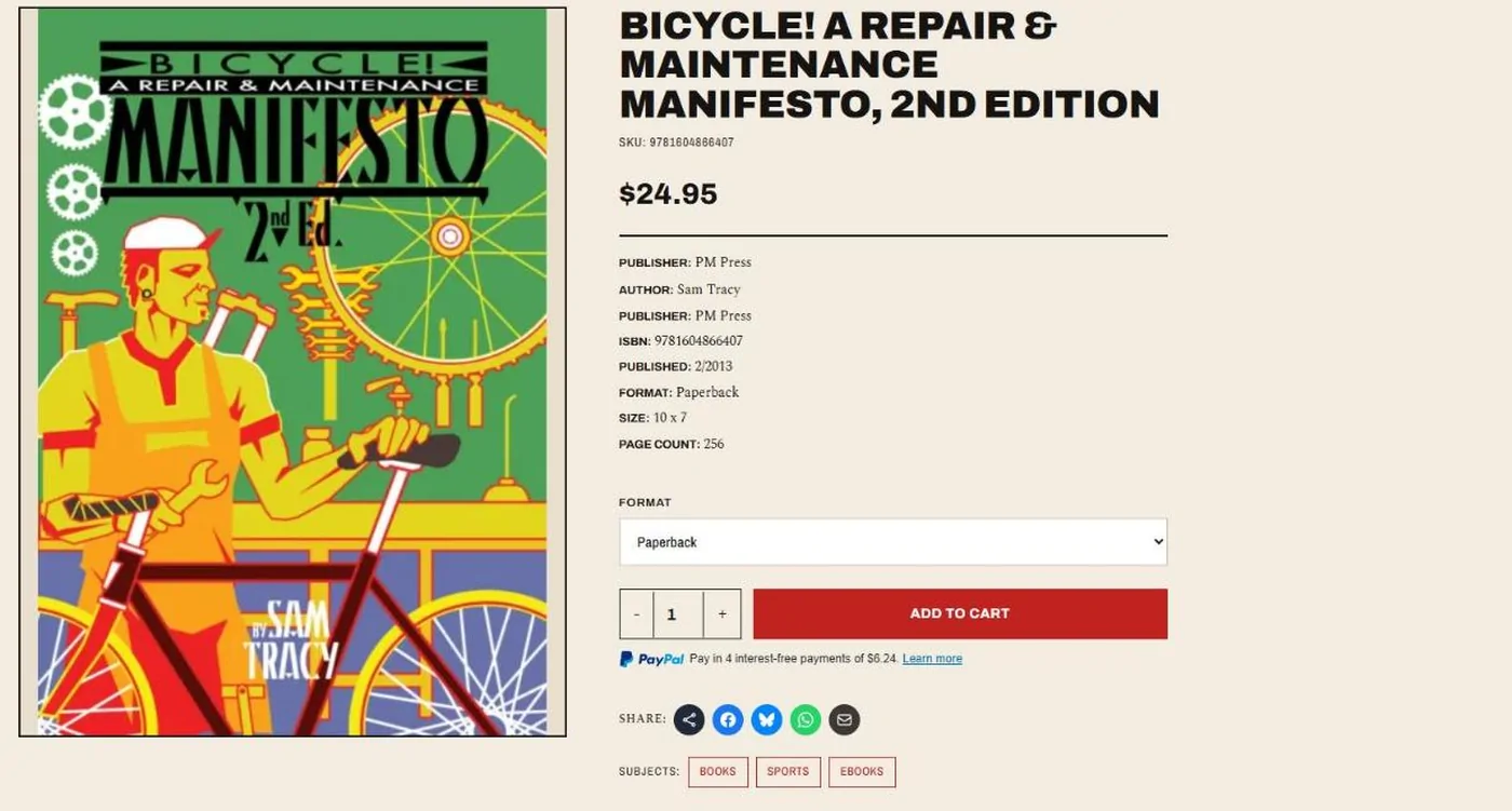 A product page showing a format selector, price, specifications and an add to cart button